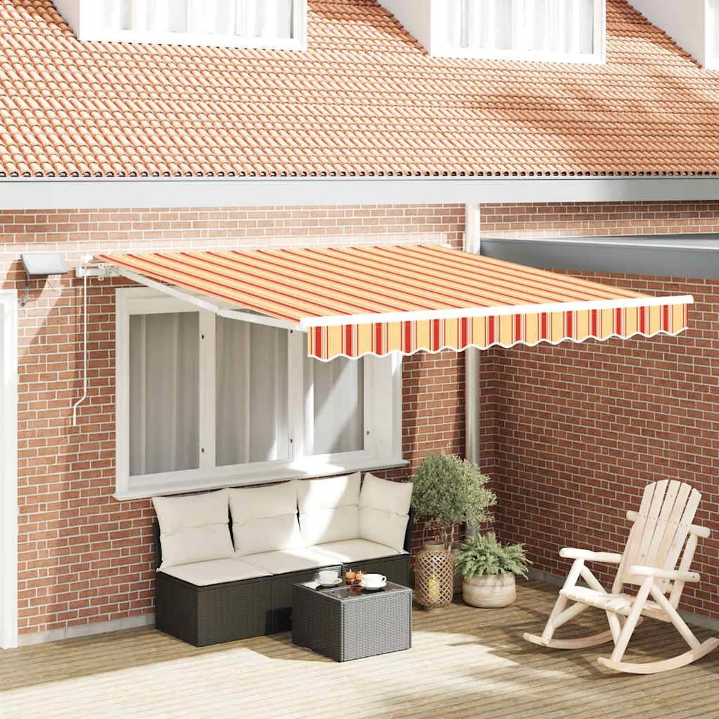 vidaXL Toldo Retrátil Amarelo e Laranja 300 x 250 cm Tecido e Aço