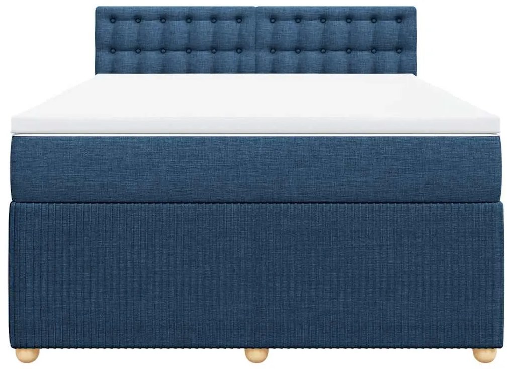 Cama com molas/colchão 140x200 cm tecido azul
