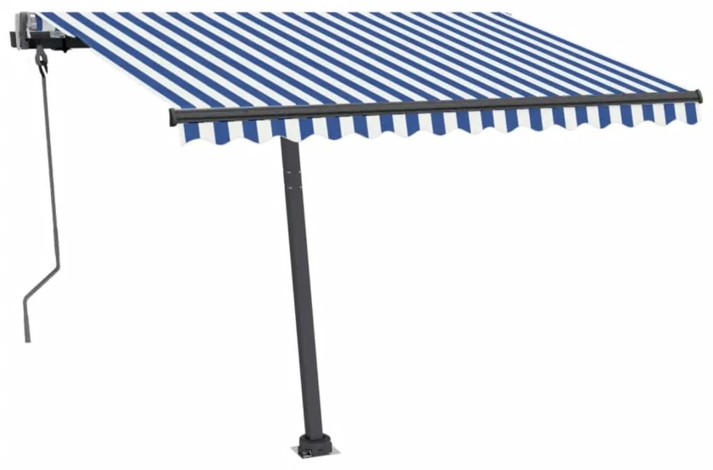 Toldo automático independente 300x250 cm azul e branco