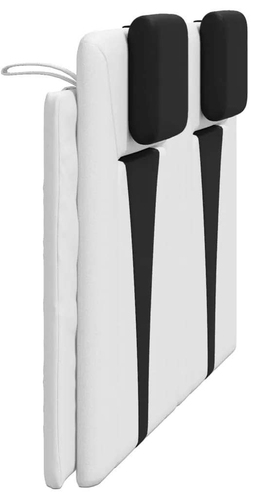 Almofadão de cabeceira 120 cm couro artificial preto e branco