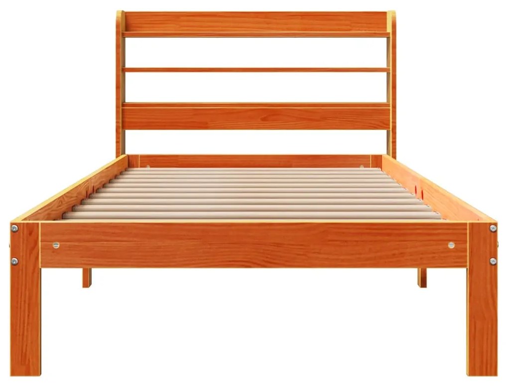 Cama sem colchão 100x200 cm pinho maciço castanho-mel
