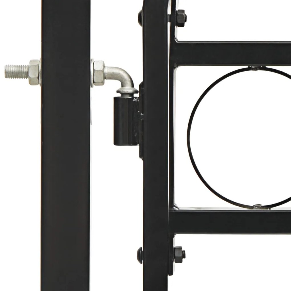 Portão p/ cerca porta dupla e topo arqueado 400x175cm aço preto