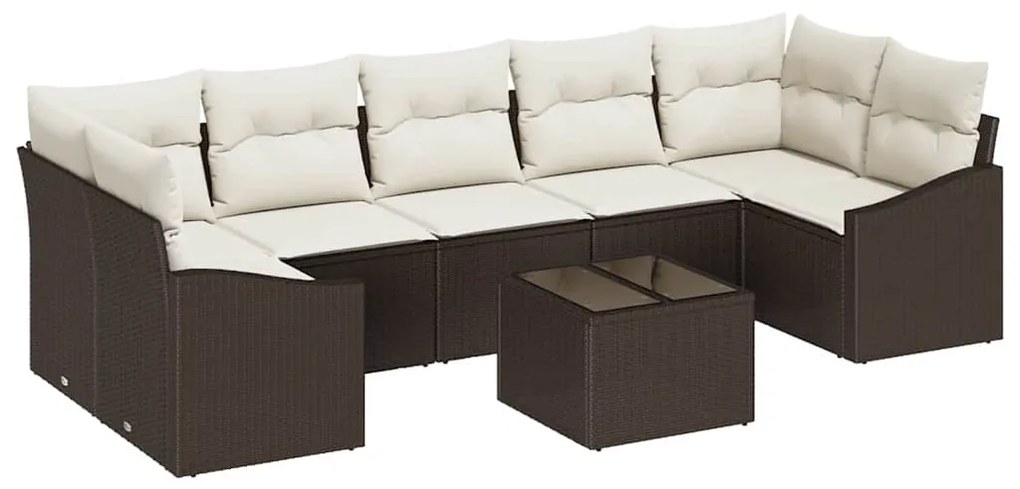Conjunto de Sofás de Jardim 8 Peças com Almofadas Marrons em Rattan Si