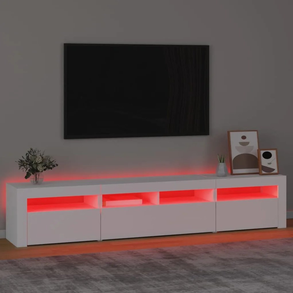 Móvel de TV com luzes LED 210x35x40 cm preto