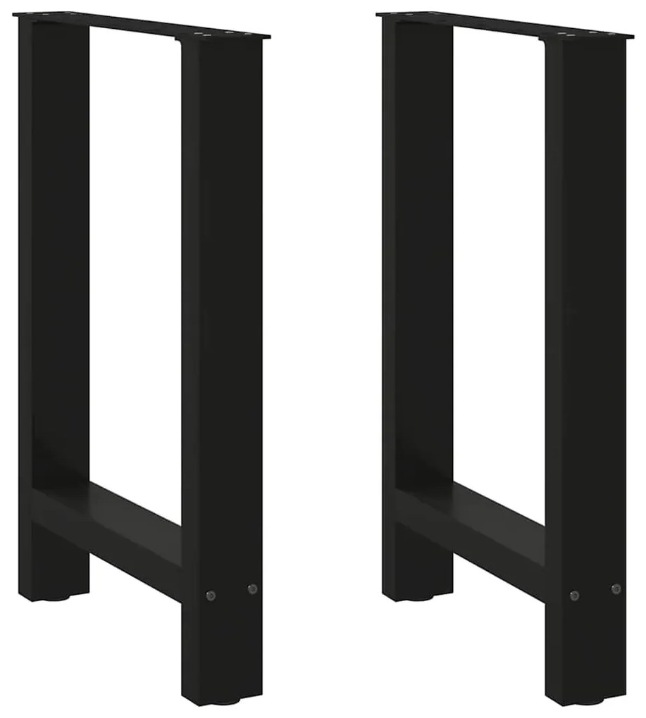 Pés para mesa de jantar pretos 2 peças 60x(72-73) cm aço