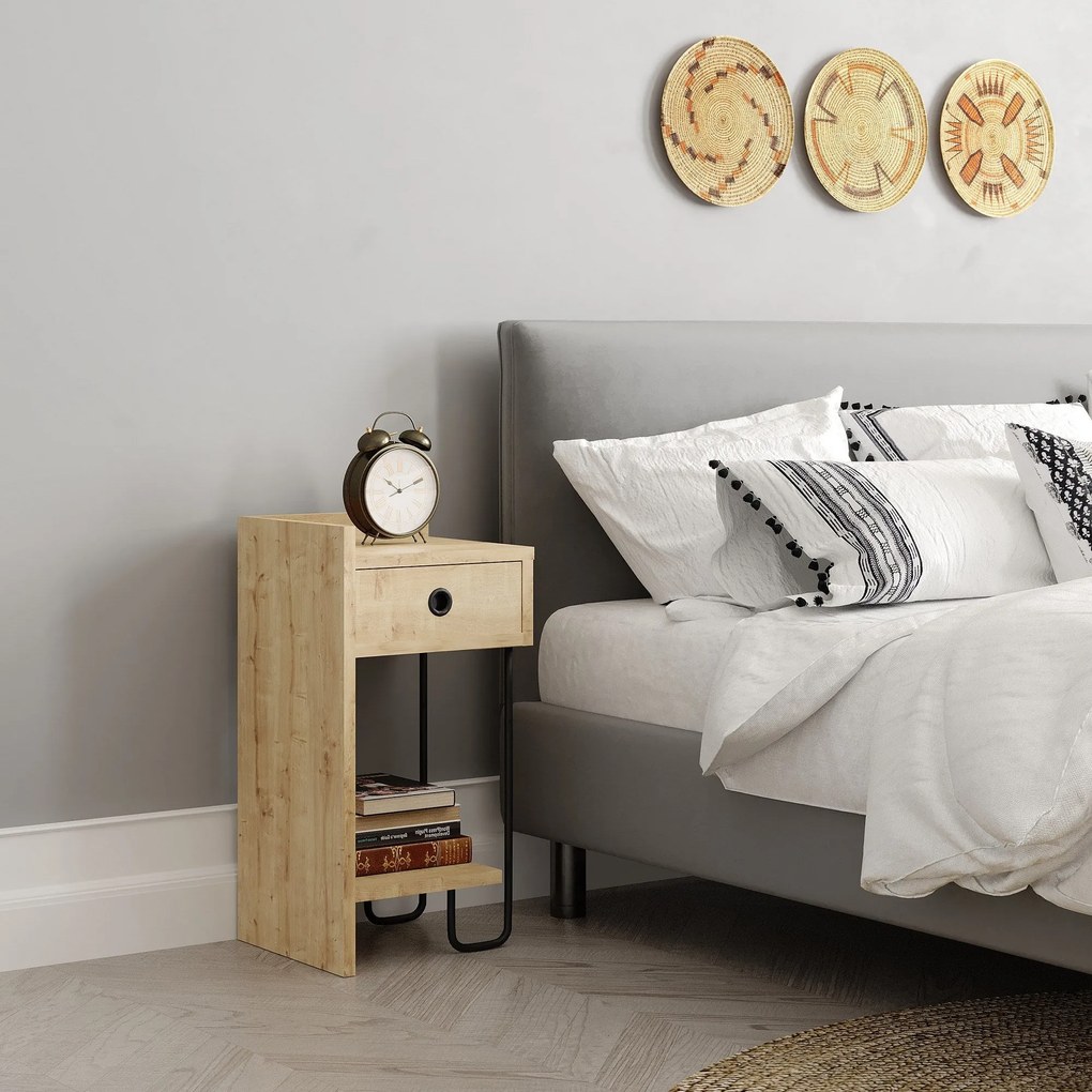 Mesa de Cabeceira Sirius Left – Carvalho – 32x61x30 cm