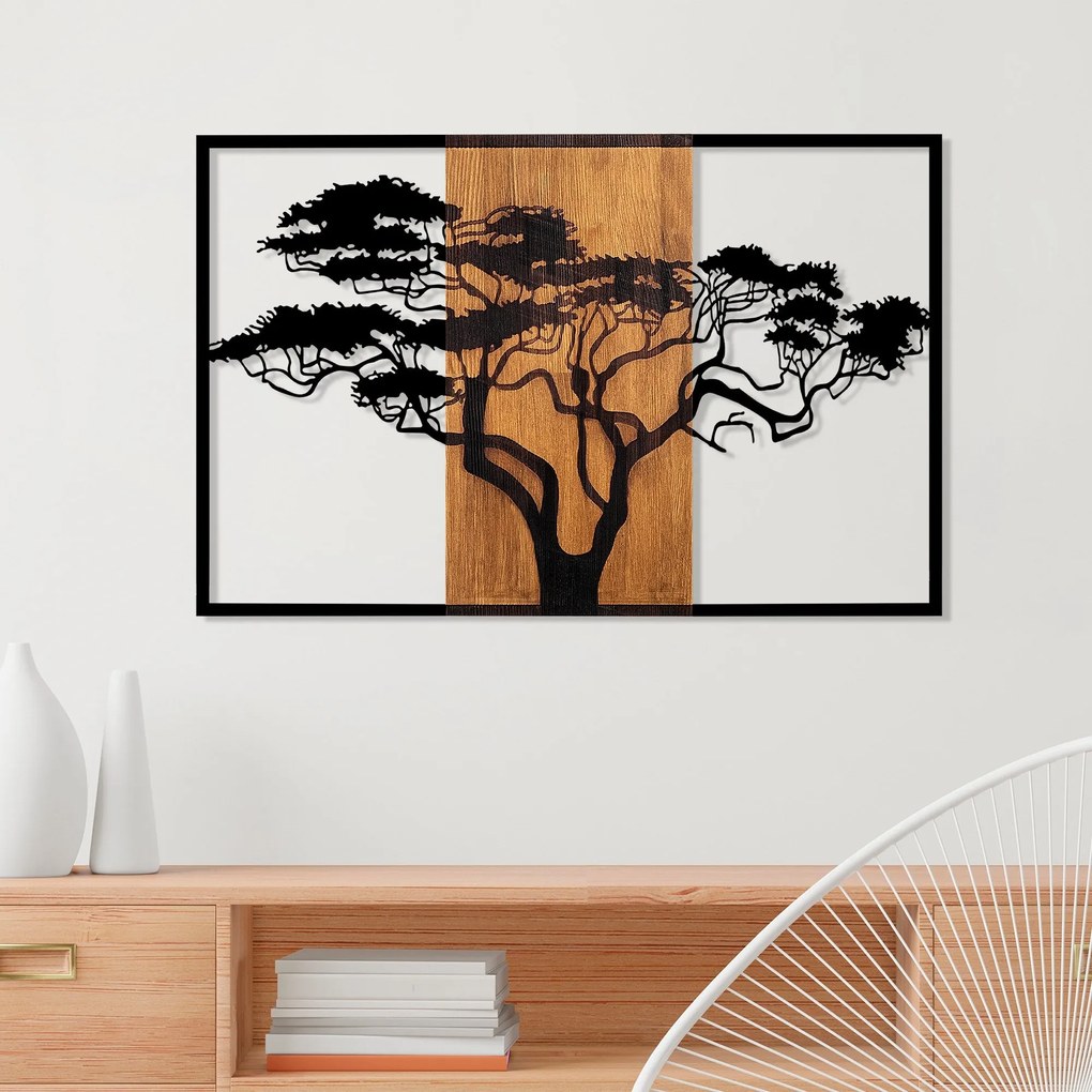 Acessório Decorativo de Parede Acácia – Nogueira e Preto – 90 x 58 cm