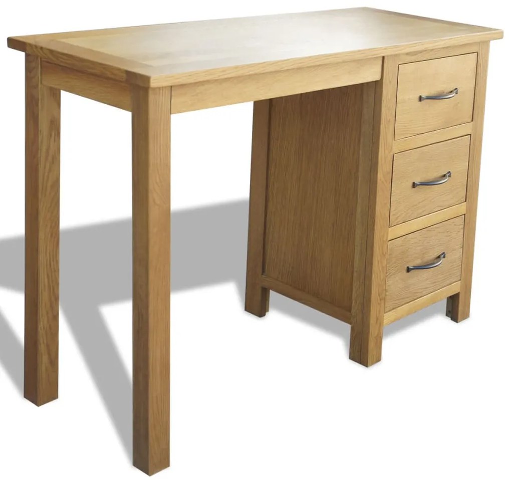 vidaXL Secretária com 3 gavetas 106x40x75 cm madeira carvalho maciça