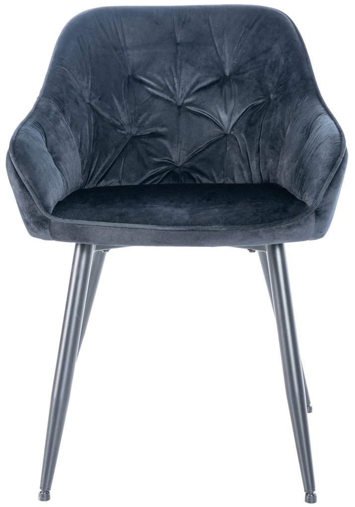 Conjunto de 2 cadeiras de sala de jantar Cassis com estofo em veludo 56 x 81 x 58 cm Preto