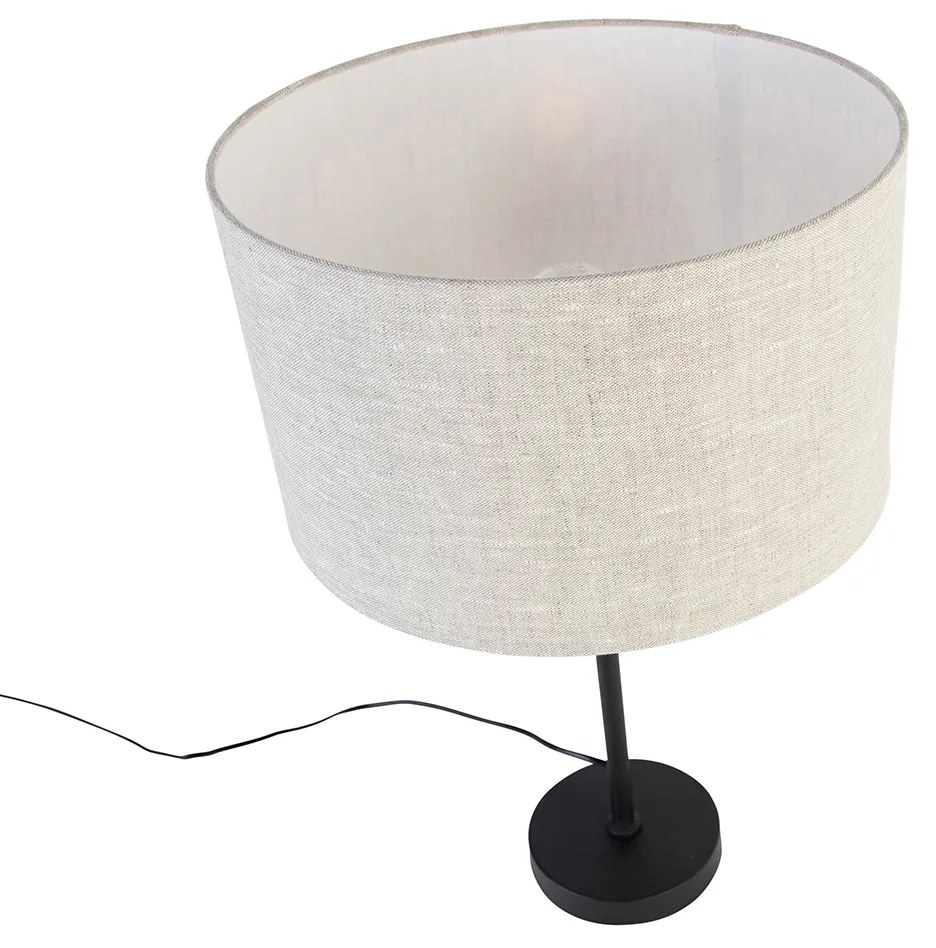 Candeeiro de mesa preto ajustável com cúpula cinzenta clara 35 cm - Parte Design