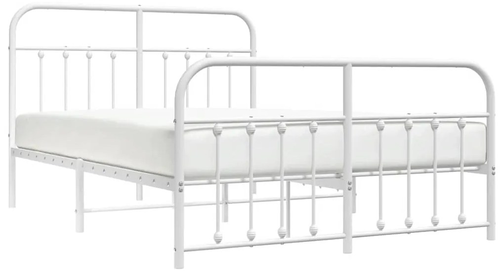 Estrutura de cama com cabeceira e pés 135x190 cm metal branco