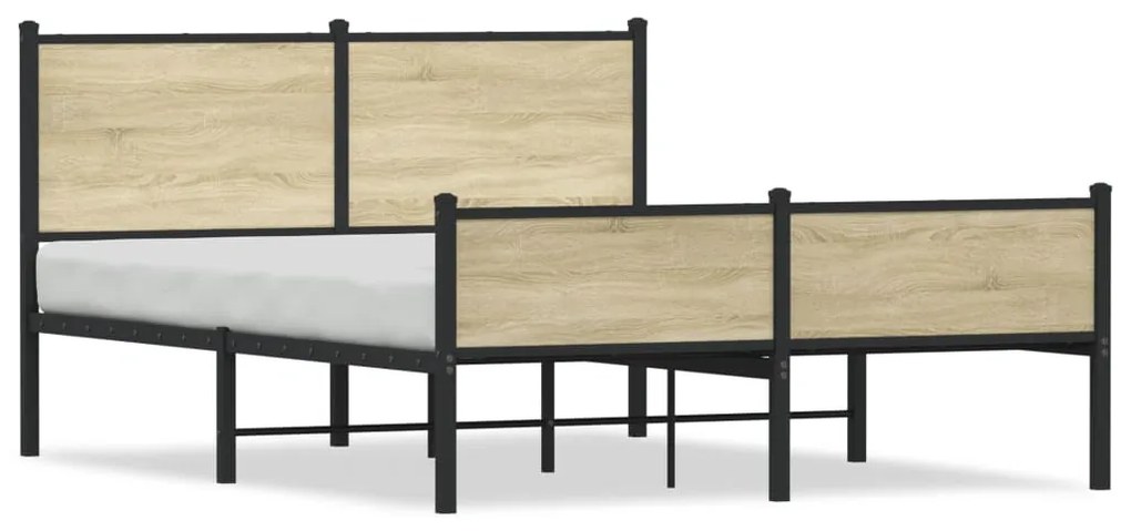 Estrutura de cama sem colchão 140x190 cm metal carvalho sonoma