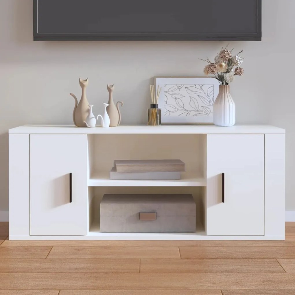 vidaXL Móvel p/ TV 100x35x40cm madeira processada branco