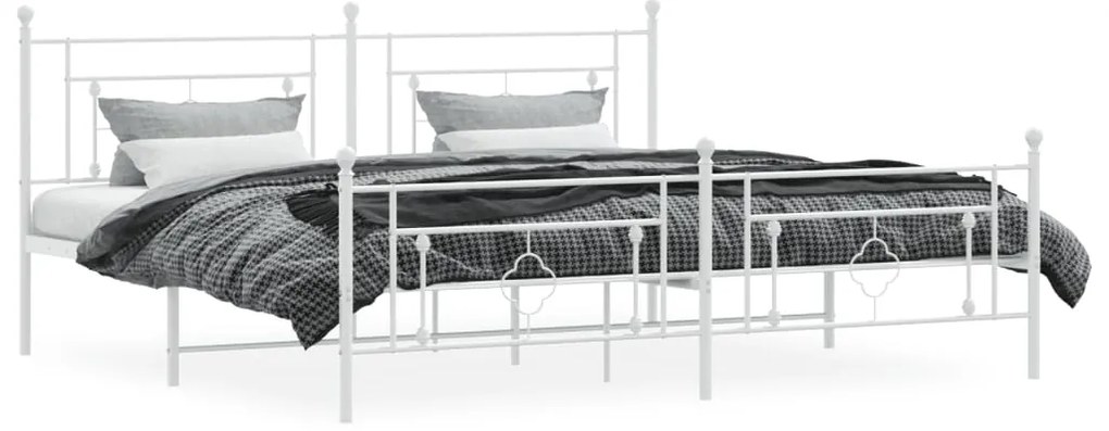 Estrutura de cama com cabeceira e pés 200x200 cm metal branco