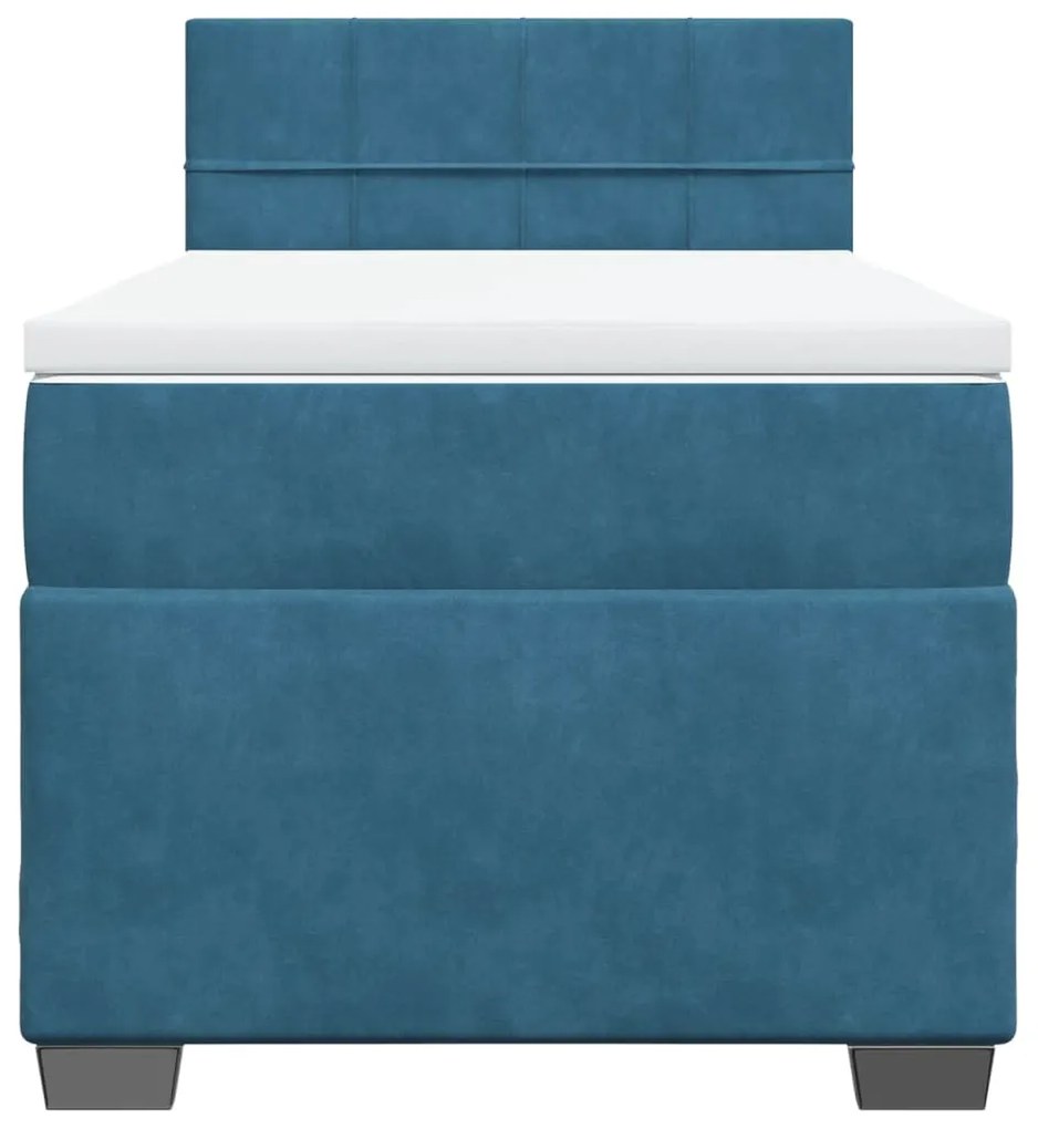 Cama boxspring com colchão 90x190 cm veludo azul