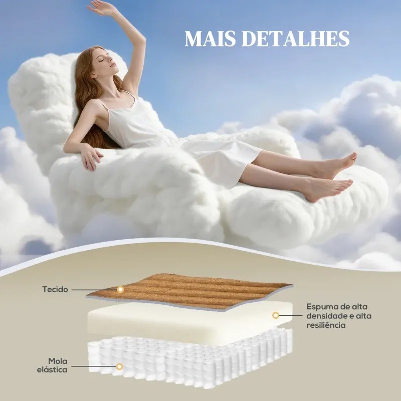 Poltrona Relax Reclinável Manual Estofada em Veludo com Apoio para Pés 73x86x100 cm Creme