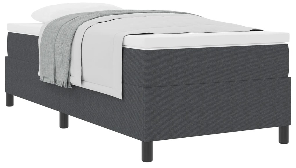 Cama Box Spring com colchão cinza escuro, 80 x 200 cm, tecido de cordu