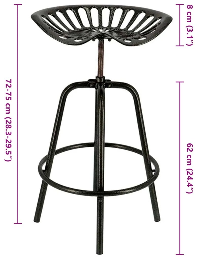 Esschert Design Cadeira de bar industrial preto