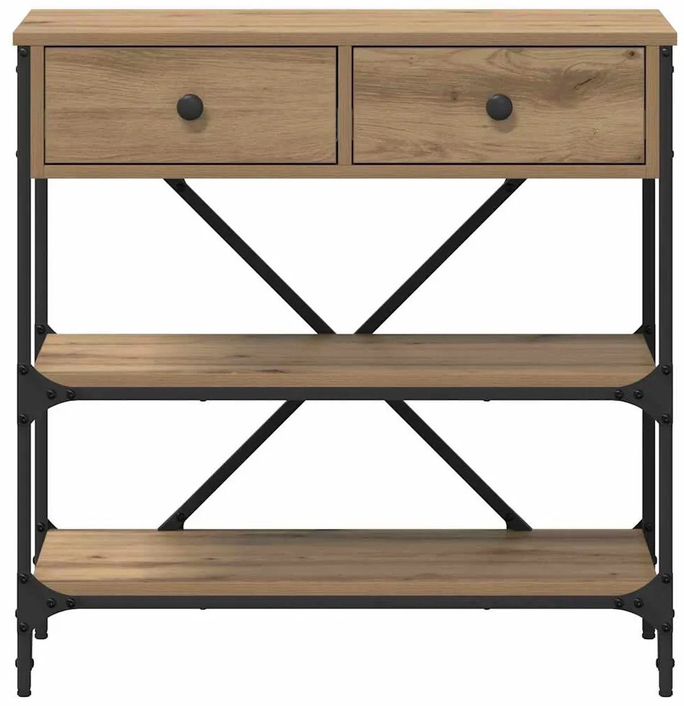 Mesa de Console Carvalho Artesanal 75x34.5x75 cm Madeira Engenheirada