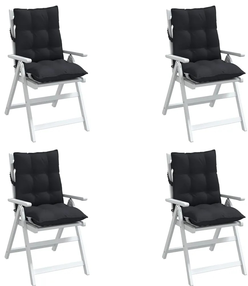Almofadões cadeira encosto baixo 4 pcs tecido oxford preto