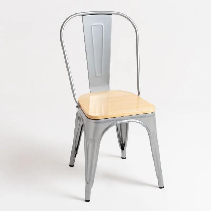 Cadeira Torix Madeira Natural - Cinza metalizado