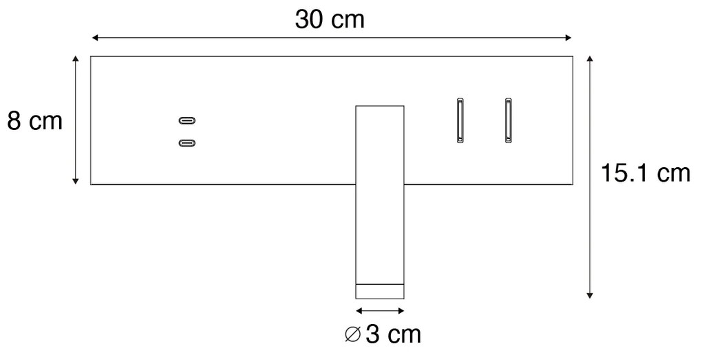 Candeeiro de Parede Moderno Ajustável Branco com USB-C incl. LED - Modric Moderno