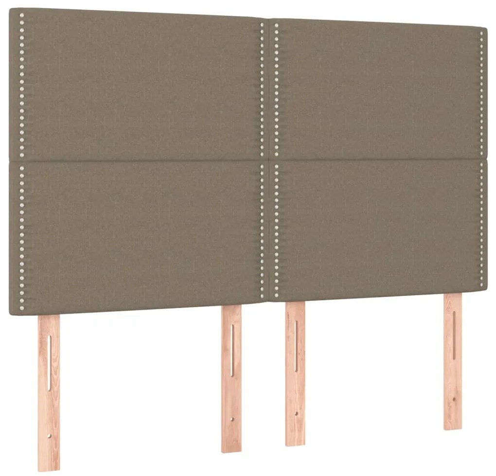 Cama box spring colchão/LED 140x200 cm tecido cinza-acastanhado