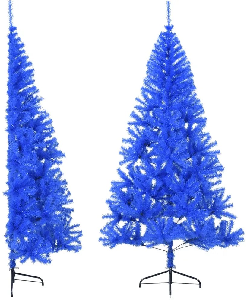 Meia árvore de Natal artificial com suporte 180 cm PVC azul