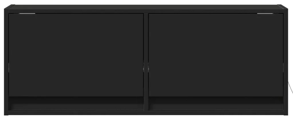Móvel de parede para TV com luzes LED 100x31x35 cm preto