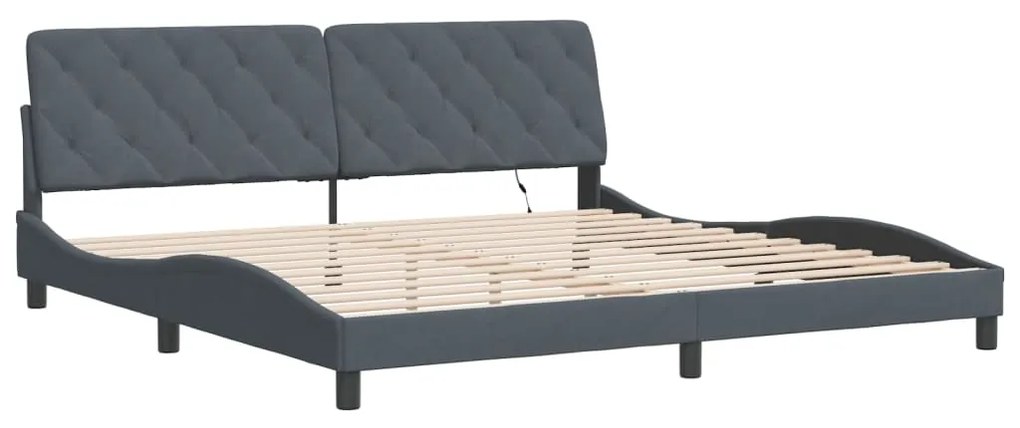 Estrutura de cama c/ luzes LED 200x200cm veludo cinzento-escuro