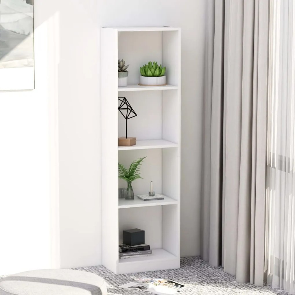 800837 vidaXL Estante com 4 prateleiras 40x24x142 cm contraplacado branco