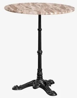 Mesa De Bar Redonda Ø60cm Em Pedra Natural Azteca Mármore Bege Panther - Preto - Sklum