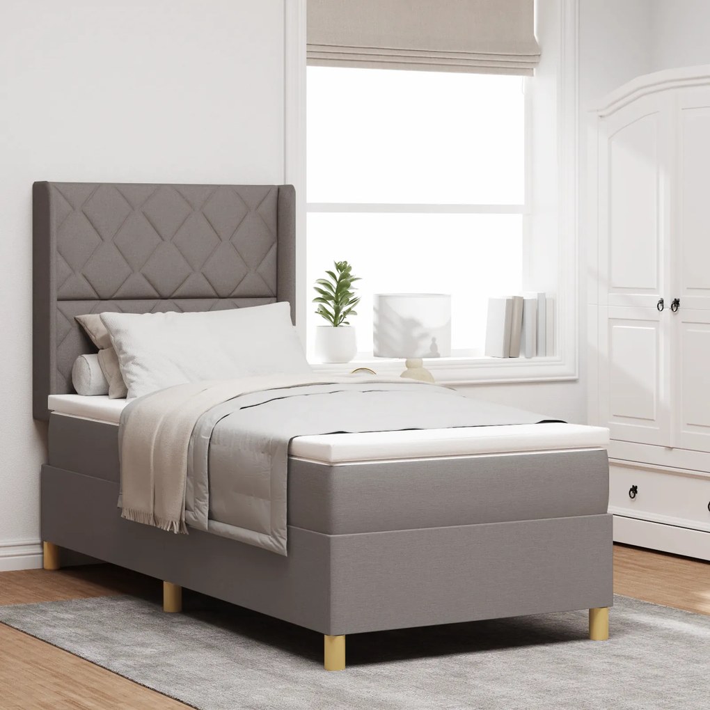 Cama Box Spring com Colchão Taupe 90x190 cm Fabric