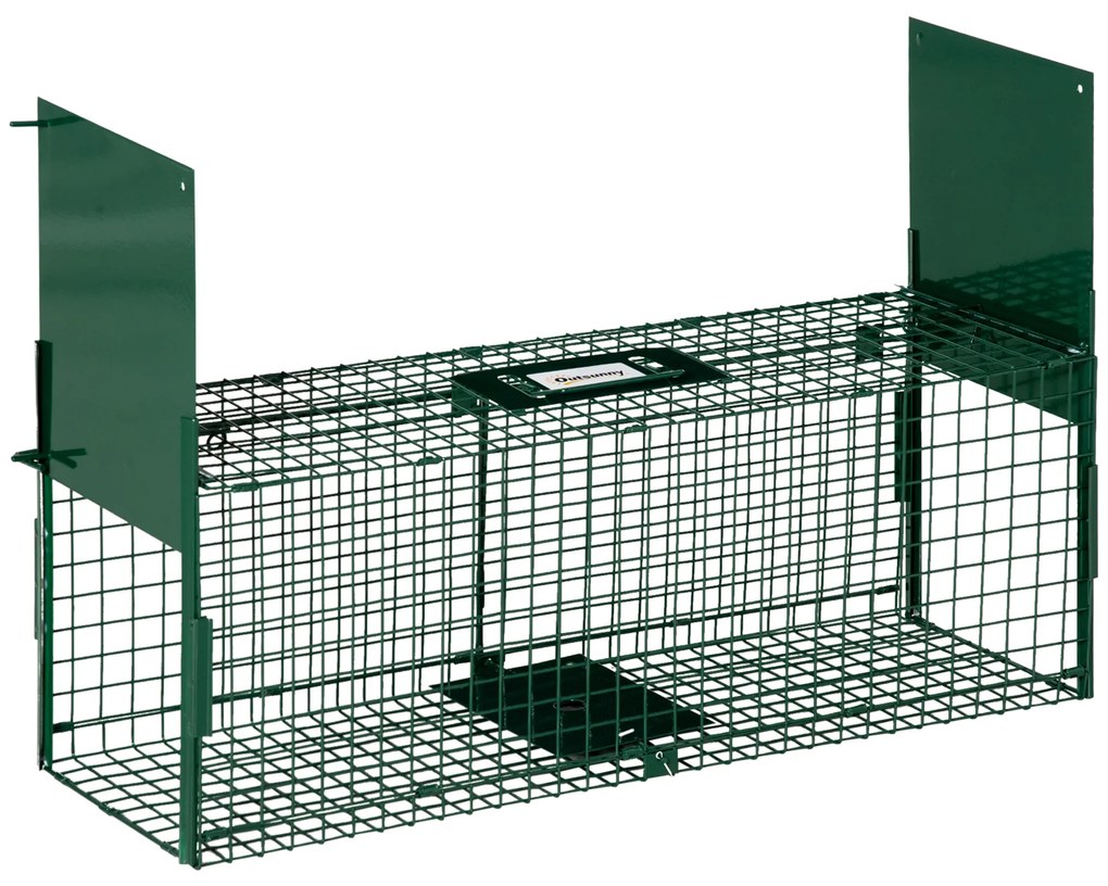 Armadilha para Animais Vivos com Porta Gaiola de Captura com Alça de Transporte para Coelhos 80x25x30cm Verde Escuro