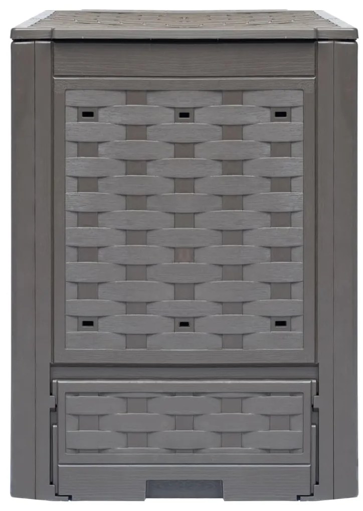 Compostores jardim 2pcs 60x60x83cm 600L plástico vime castanho