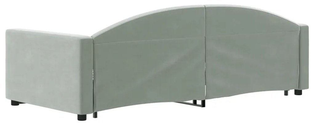 Sofá-cama com gavetão 90x190 cm veludo cinzento-claro