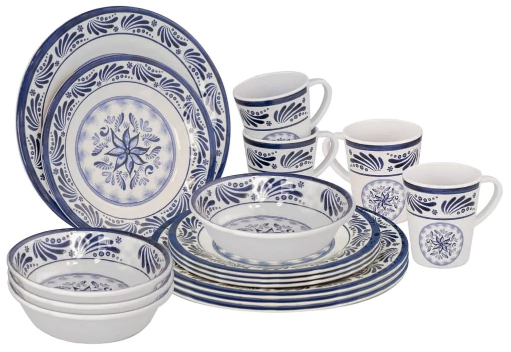 428642 Bo-Camp Conjunto louça de mesa 16 pcs Old Dutch melamina azul