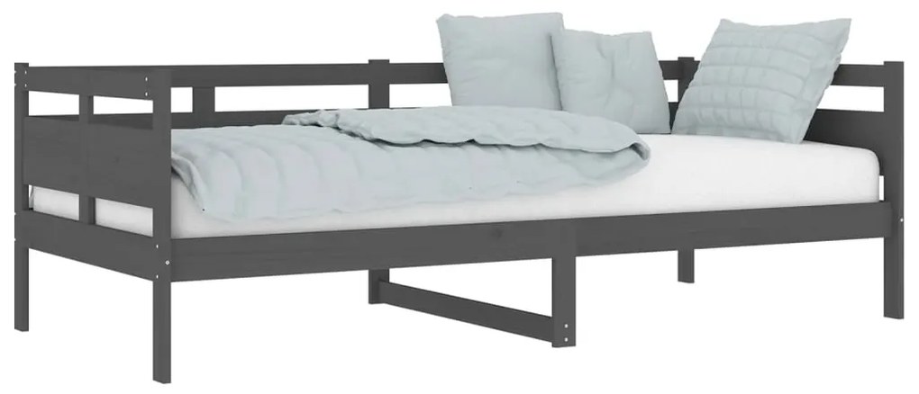 Sofá-cama 90x200 cm madeira de pinho maciça cinzento