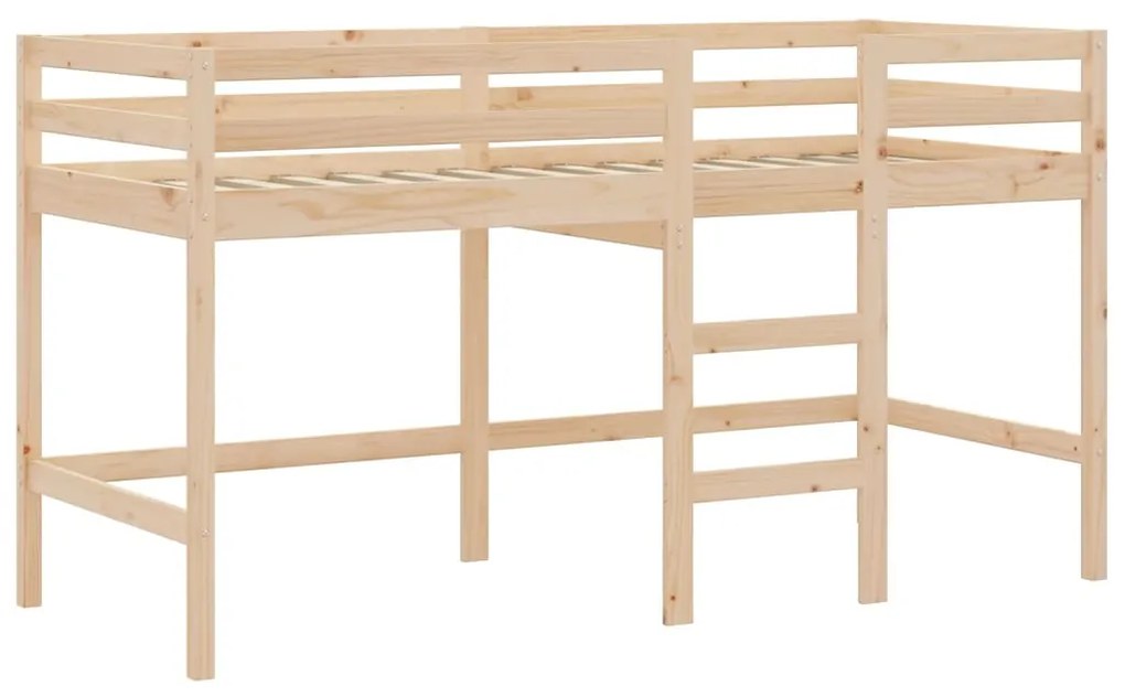 Cama alta p/ criança c/ cortinas 90x200 cm pinho maciço azul
