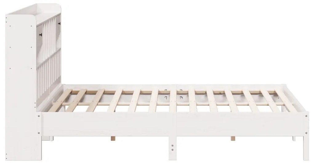 Cama com estante sem colchão 200x200 cm pinho maciço branco
