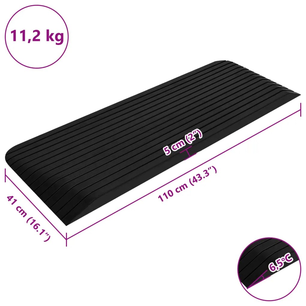 Rampas de acesso 2 pcs 110x41x5 cm borracha