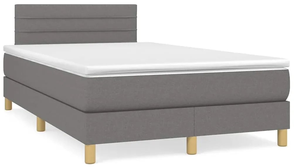 Cama box spring c/ colchão e LED 120x190 cm tecido cinza-escuro