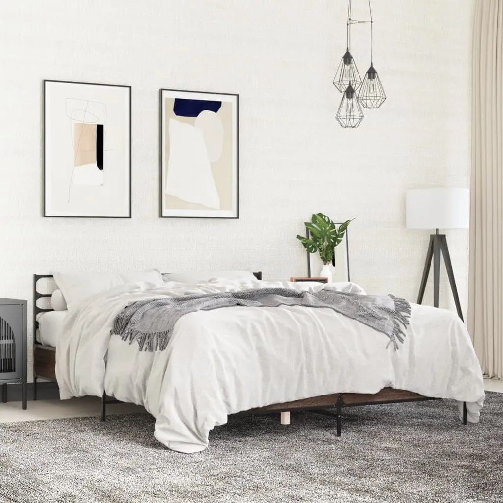 vidaXL Estrutura de cama 150x200cm derivados madeira/metal
