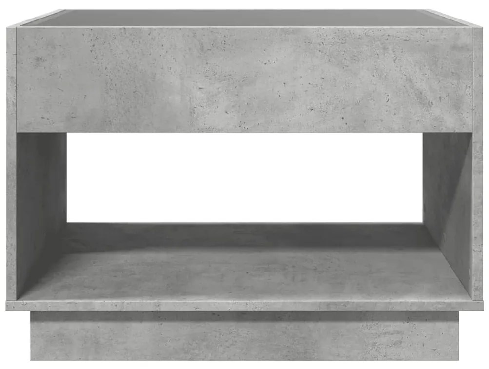 Mesa de centro luzes LED Infinity 70x50x50 cm cinzento cimento
