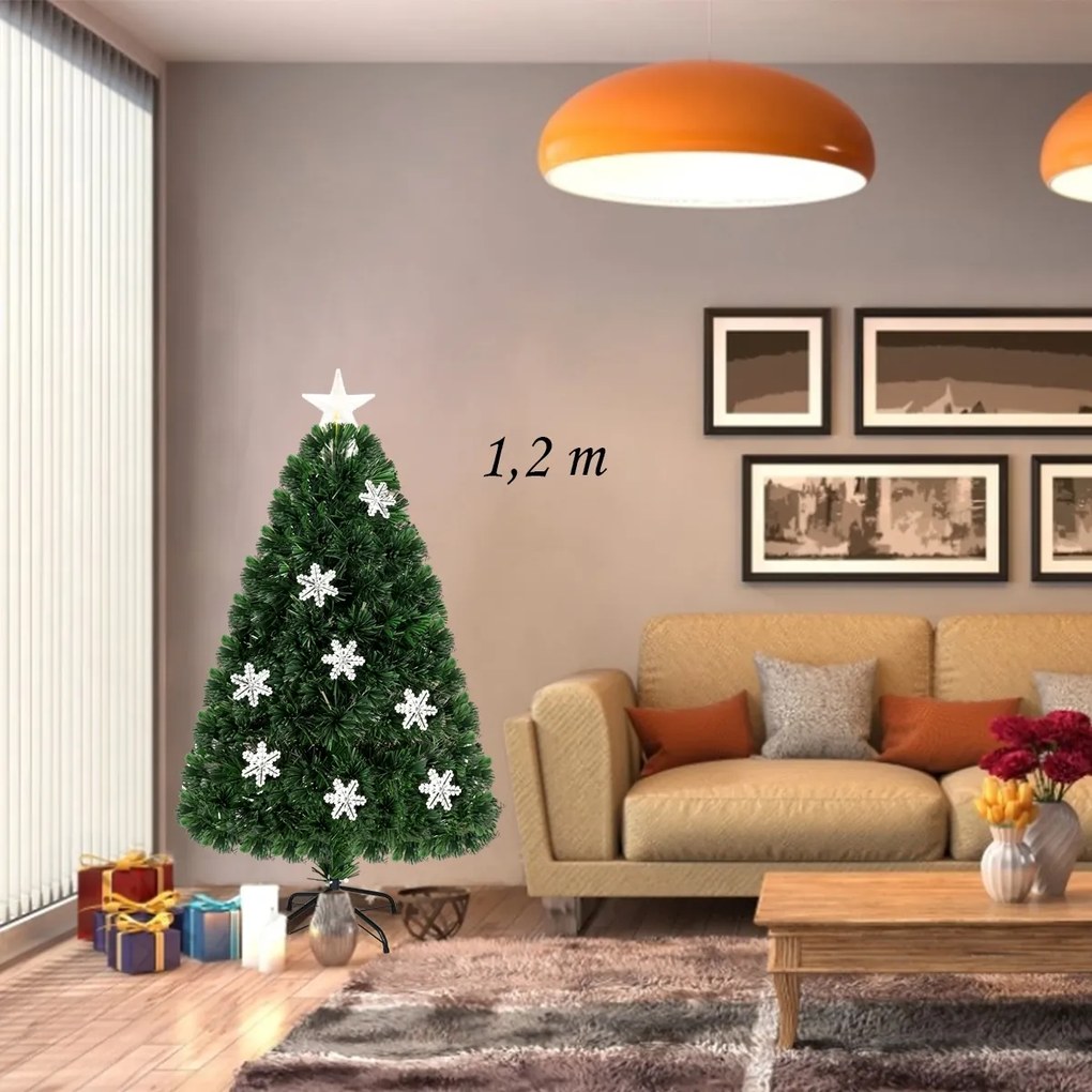 Árvore de Natal Artificial em PVC de 1,2m com base iluminada em fibra de vidro que muda de cor para a festa de Natal em casa Verde