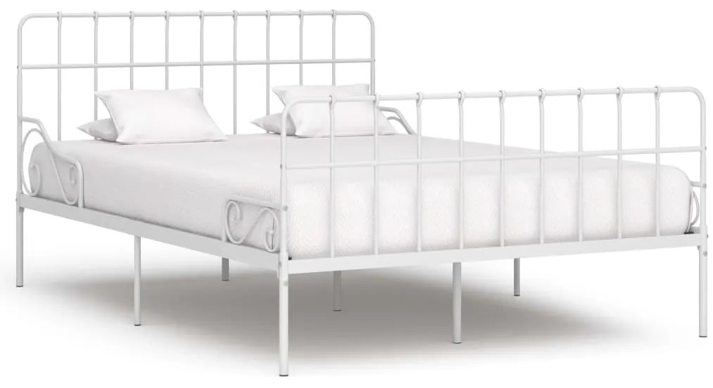 Estrutura de cama com estrado de ripas 140x200 cm metal branco