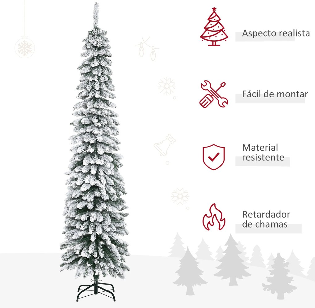 HOMCOM Árvore de Natal Artificial 210cm com Neve Ignífugo com 490 Ramo