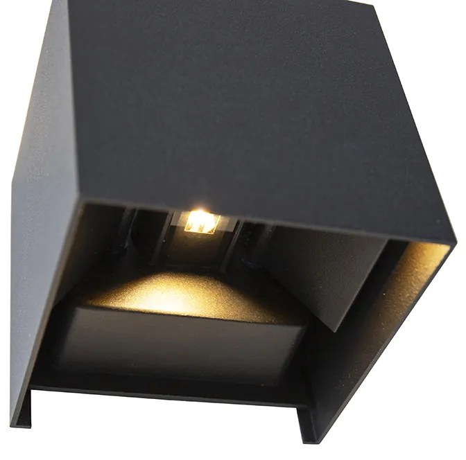 Candeeiro de parede exterior preto com LED 2-luzes IP54 - Edwin Moderno