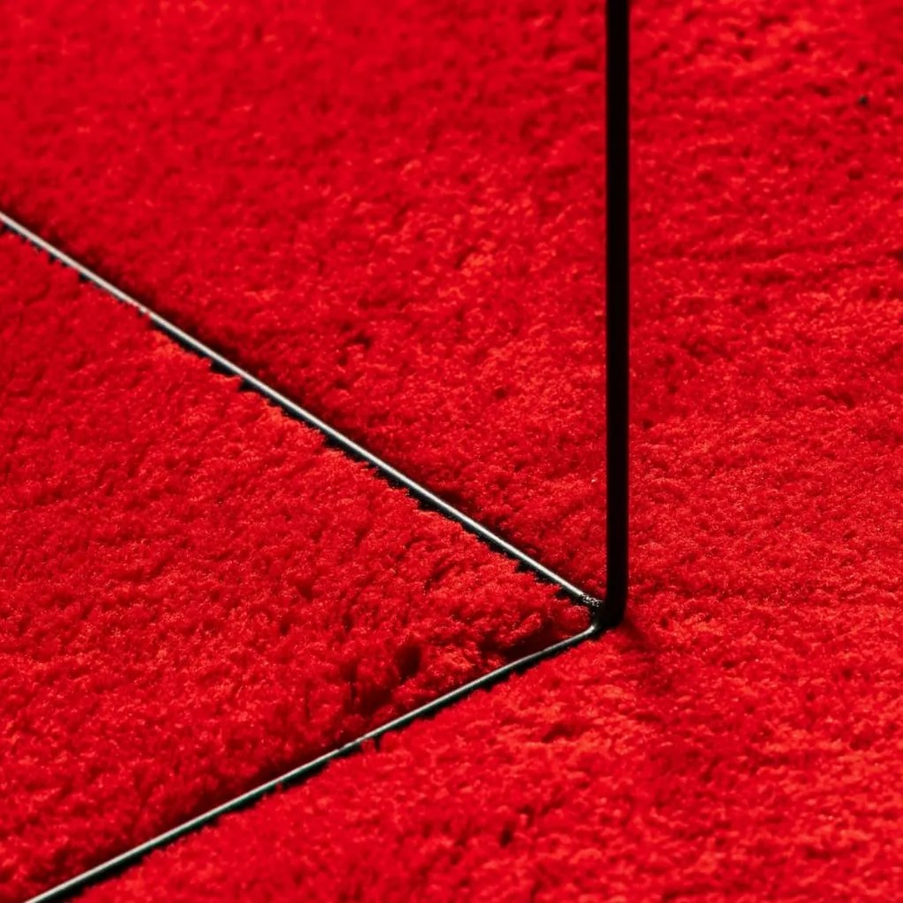 Tapete pelo curto macio e lavável HUARTE 100x200 cm vermelho