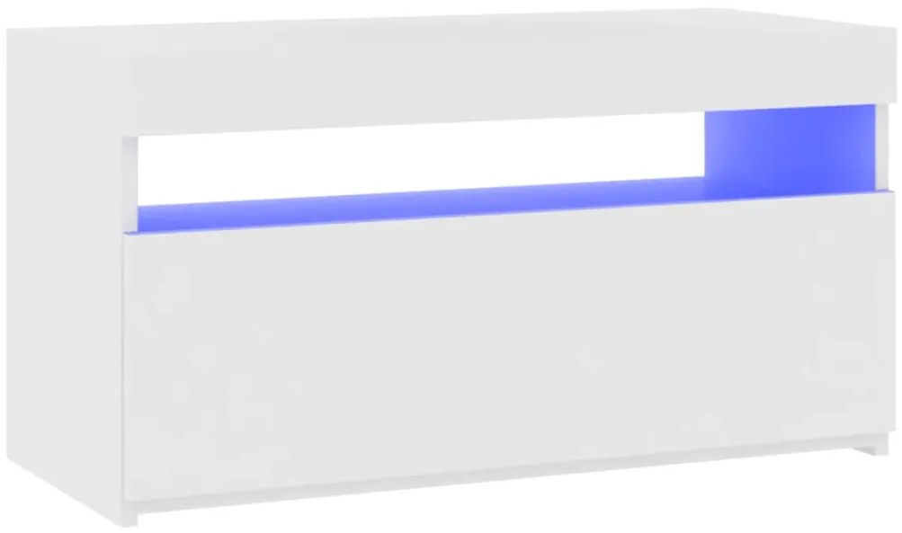 Móvel de TV com luzes LED 75x35x40 cm branco